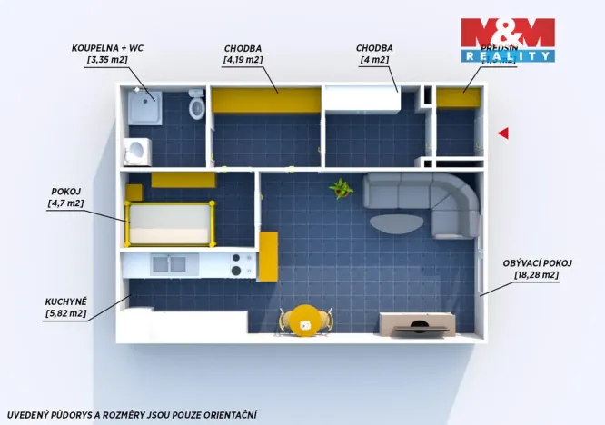 Prodej bytu 1+kk, Vráž, 41 m2
