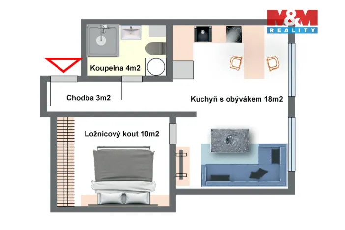Prodej bytu 1+kk, Doubravčice, V bytovkách, 35 m2
