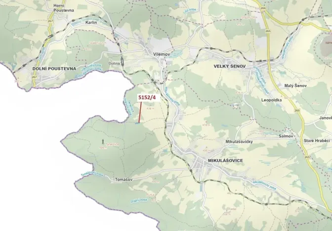 Dražba lesa, Mikulášovice, 3638 m2