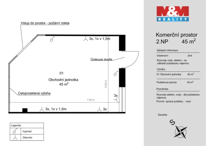 Pronájem obchodního prostoru, Benešov, Vnoučkova, 45 m2