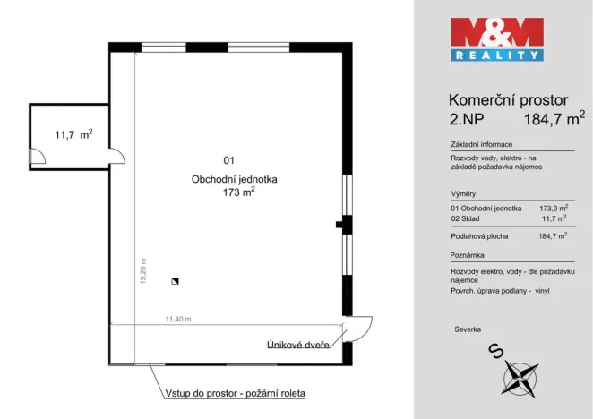 Pronájem obchodního prostoru, Benešov, Vnoučkova, 185 m2