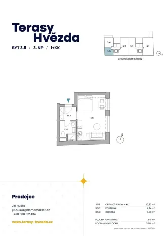 Pronájem bytu 1+kk, Brno, U zoologické zahrady, 32 m2