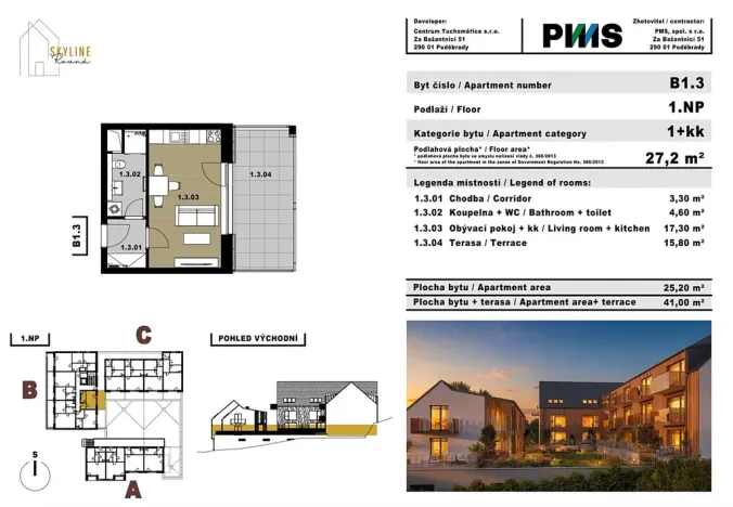 Prodej bytu 1+kk, Tuchoměřice, 41 m2