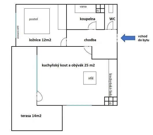 Prodej bytu 2+kk, Brno, Chudčická, 50 m2