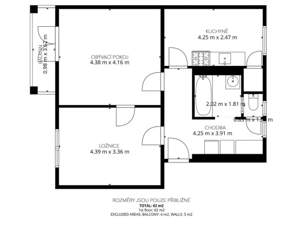Prodej bytu 2+1, Odolena Voda, Partyzánská, 62 m2