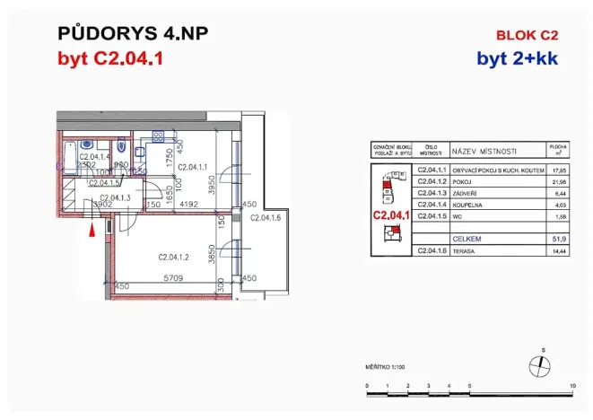 Prodej bytu 2+kk, Brno, Sedláčkova, 49 m2