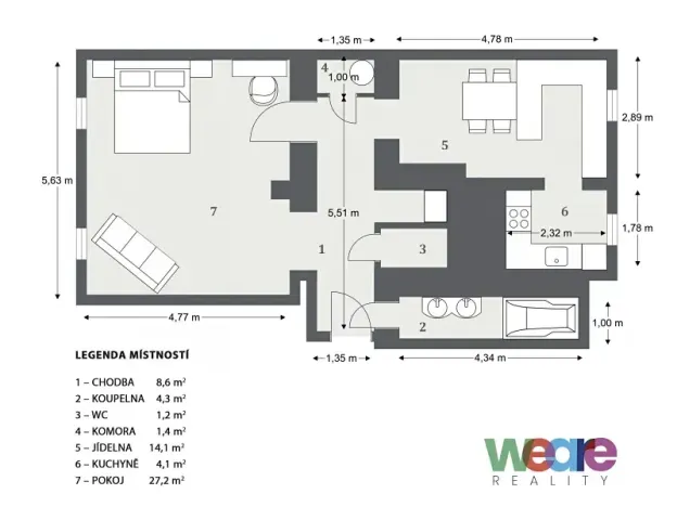 Prodej bytu 2+kk, Praha - Vršovice, Černomořská, 57 m2