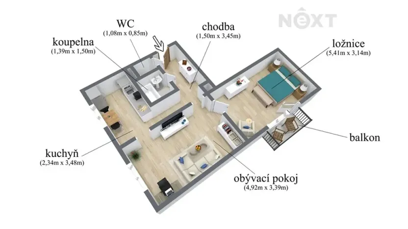 Prodej bytu 2+1, Žatec, Podměstí, 55 m2