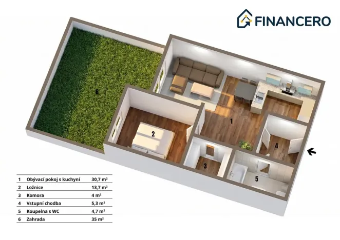 Prodej bytu 2+kk, Brno, Řípská, 67 m2