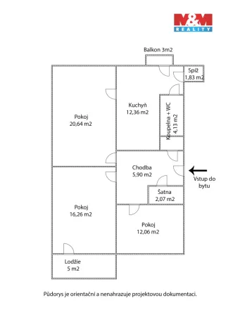 Prodej bytu 3+1, Šlapanice, Brněnská, 75 m2