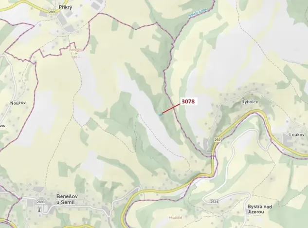 Dražba lesa, Benešov u Semil, 1110 m2