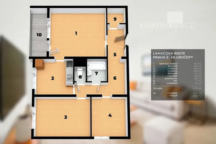 Prodej bytu 3+1, Praha - Hlubočepy, Lamačova, 67 m2