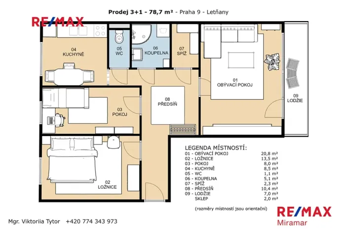 Prodej bytu 3+1, Praha - Letňany, Rýmařovská, 77 m2