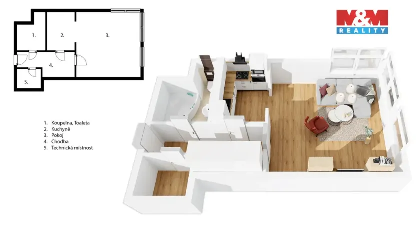 Prodej bytu 1+kk, Praha, Nad Okrouhlíkem, 46 m2