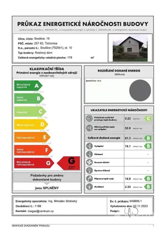 Prodej rodinného domu, Tichonice, 123 m2