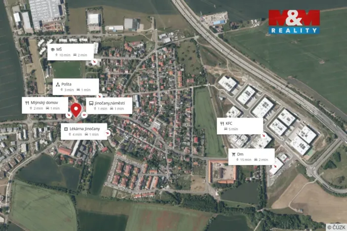 Pronájem bytu 2+kk, Jinočany, Náměstí 5. května, 43 m2