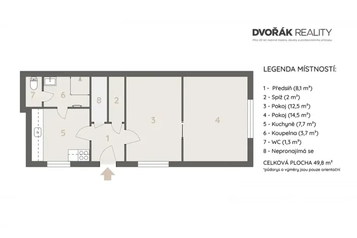 Pronájem bytu 2+1, Řevnice, 49 m2