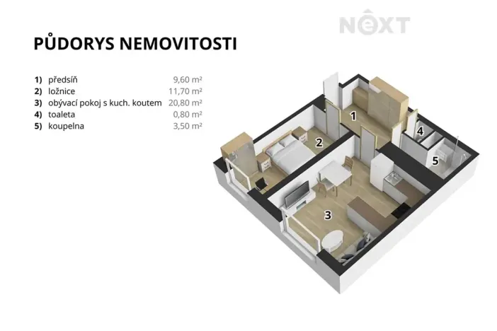 Prodej bytu 2+kk, Praha - Břevnov, Nad Kajetánkou, 45 m2