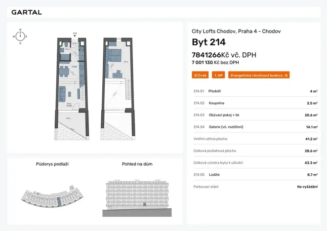 Prodej bytu 2+kk, Praha - Chodov, Valentova, 43 m2