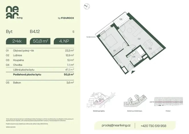 Prodej bytu 2+kk, Praha - Libeň, Na kopečku, 48 m2