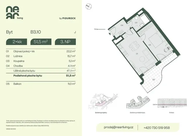Prodej bytu 2+kk, Praha - Libeň, Na kopečku, 48 m2
