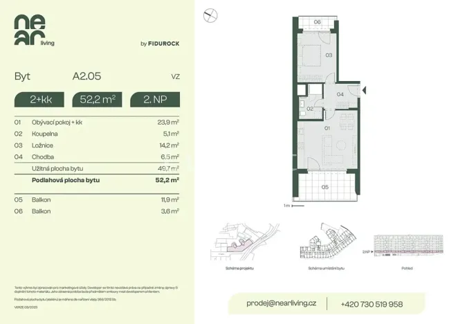 Prodej bytu 2+kk, Praha - Libeň, Na kopečku, 50 m2