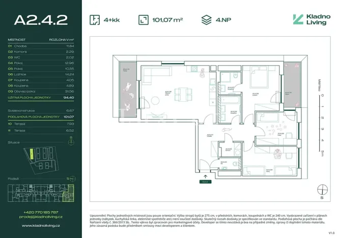 Prodej bytu 4+kk, Kladno, Pražská, 94 m2