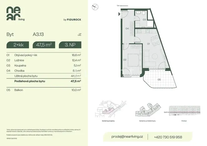 Prodej bytu 2+kk, Praha - Libeň, Na kopečku, 45 m2