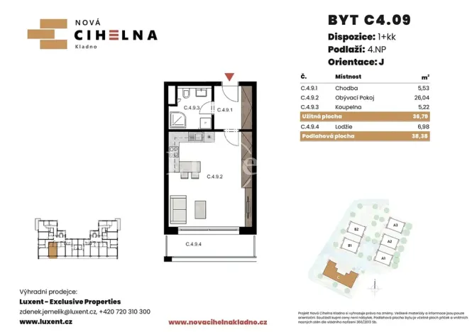 Prodej bytu 1+kk, Kladno, 37 m2