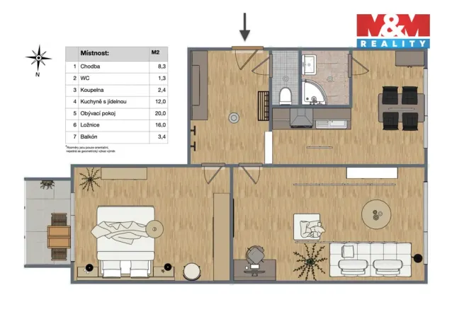 Prodej bytu 2+1, Chomutov, Skalková, 61 m2