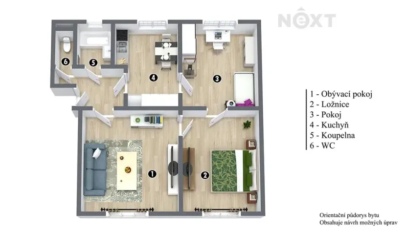 Pronájem bytu 3+1, Žatec, Klášterní, 73 m2