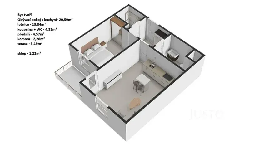 Prodej bytu 2+kk, Praha - Uhříněves, Oty Bubeníčka, 45 m2