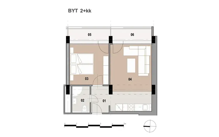 Pronájem bytu 2+kk, Ostrava, U Studia, 36 m2