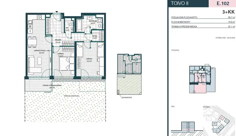 Prodej bytu 3+kk, Praha - Chodov, Komárkova, 81 m2