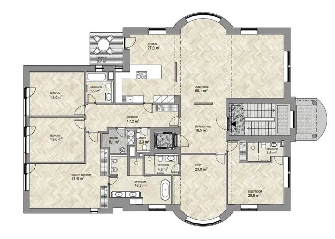 Pronájem bytu 6+kk a větší, Praha - Bubeneč, Na Marně, 273 m2