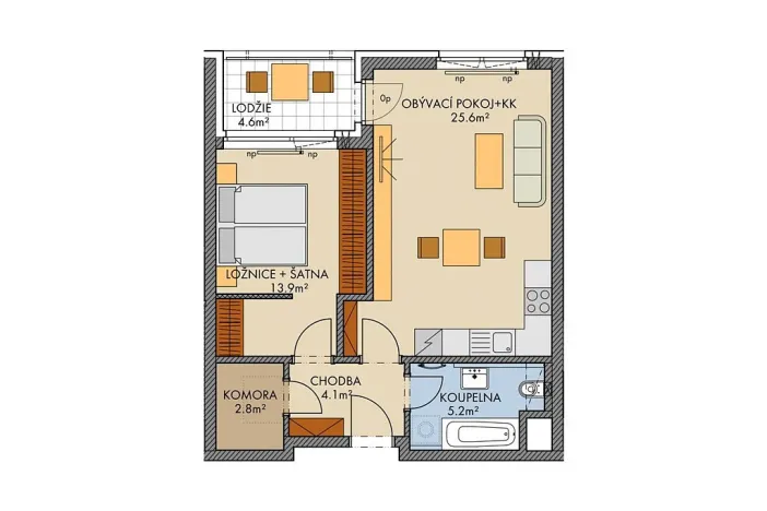 Prodej bytu 2+kk, Praha, Huppnerova, 54 m2