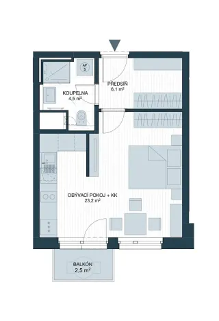 Prodej bytu 1+kk, Praha - Hloubětín, Sámská, 35 m2