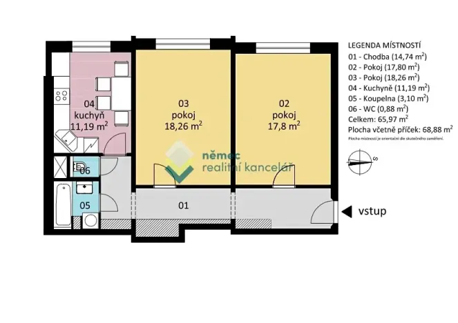 Prodej bytu 2+1, Praha - Strašnice, Sečská, 69 m2