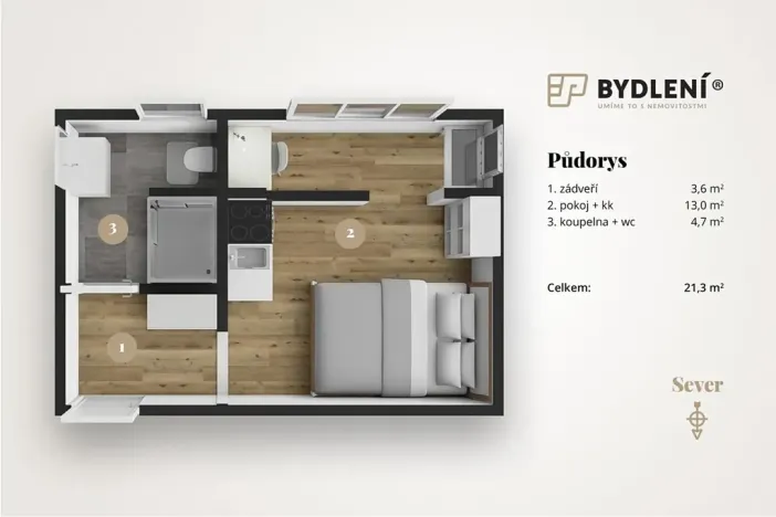 Pronájem bytu 1+kk, Praha - Střížkov, Děčínská, 22 m2