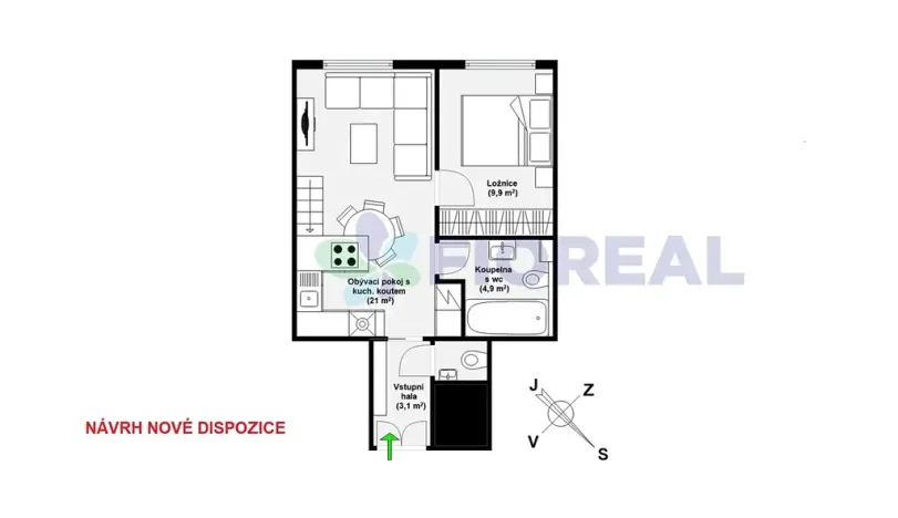 Prodej bytu 2+kk, Praha - Nusle, 5. května, 40 m2