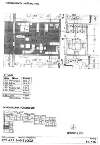 Pronájem bytu 2+kk, Olomouc, Jakoubka ze Stříbra, 65 m2