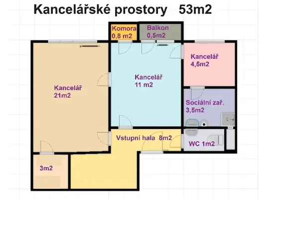 Pronájem kanceláře, Olomouc, Krakovská, 53 m2