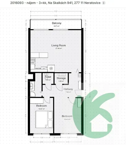 Pronájem bytu 3+kk, Neratovice, Na Skalkách, 68 m2