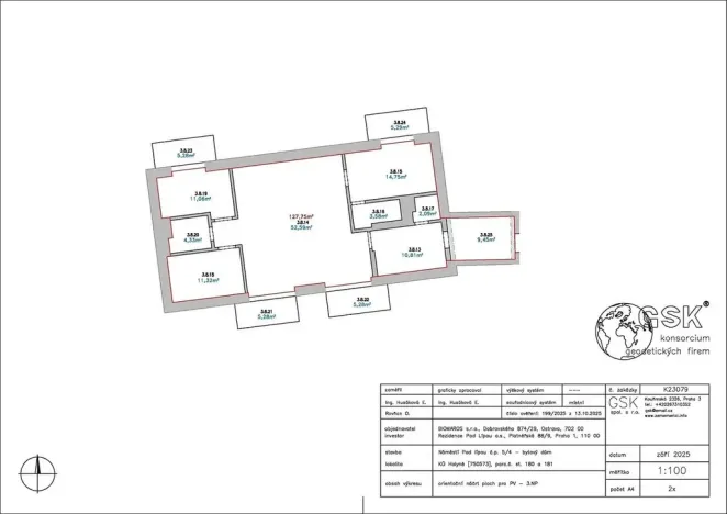 Prodej bytu 4+kk, Praha - Holyně, náměstí Pod lípou, 127 m2