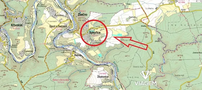 Prodej podílu zahrady, Sýkořice, 1425 m2