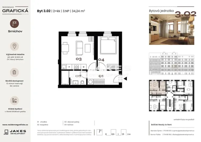 Prodej bytu 2+kk, Praha - Smíchov, Grafická, 34 m2