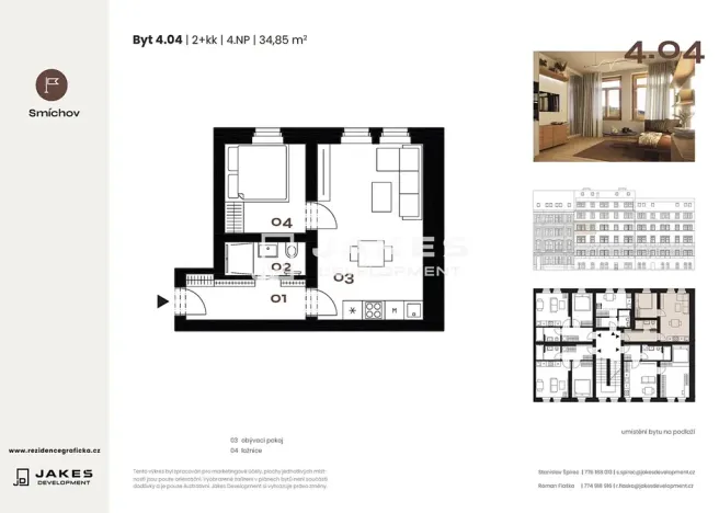 Prodej bytu 2+kk, Praha - Smíchov, Grafická, 35 m2