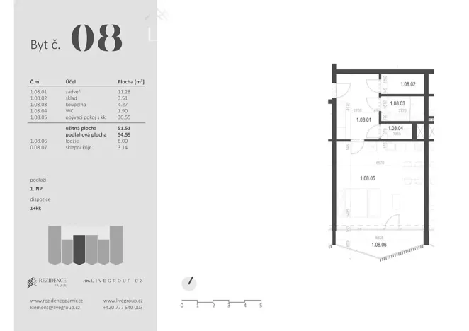 Prodej bytu 1+kk, Zbýšov, čtvrť Padělky, 54 m2