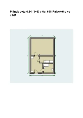 Pronájem bytu 1+1, Lanškroun, Palackého, 41 m2