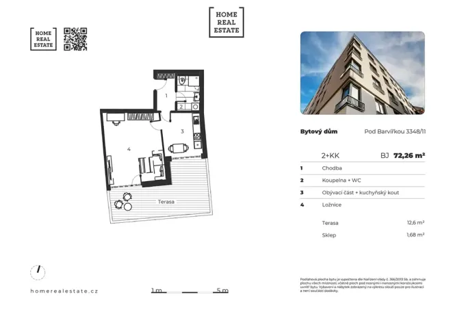 Prodej bytu 2+kk, Praha - Smíchov, Pod Barvířkou, 48 m2